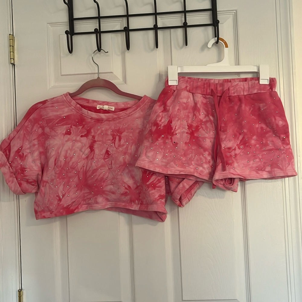 Sparkly short sleeve and shorts set